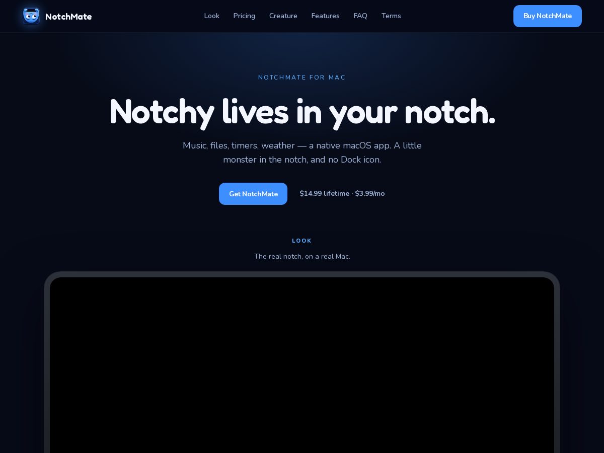 Landing-page snapshot of notchmate.site