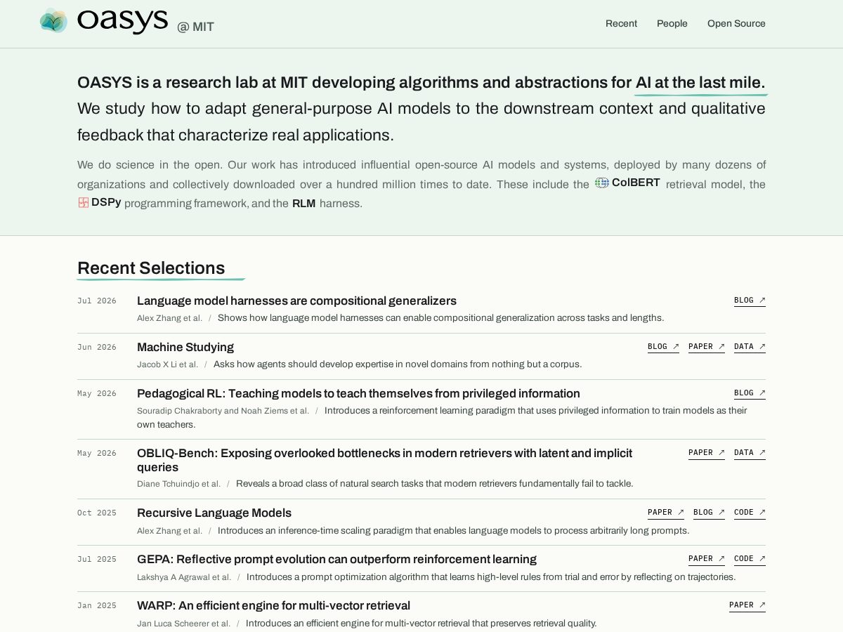 Landing-page snapshot of oasys-lab.org