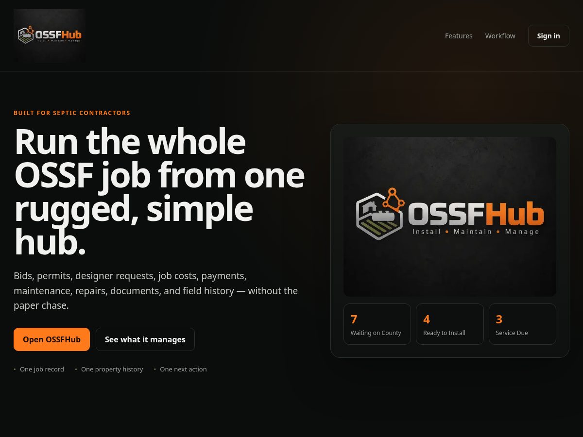 Landing-page snapshot of ossfhub.com