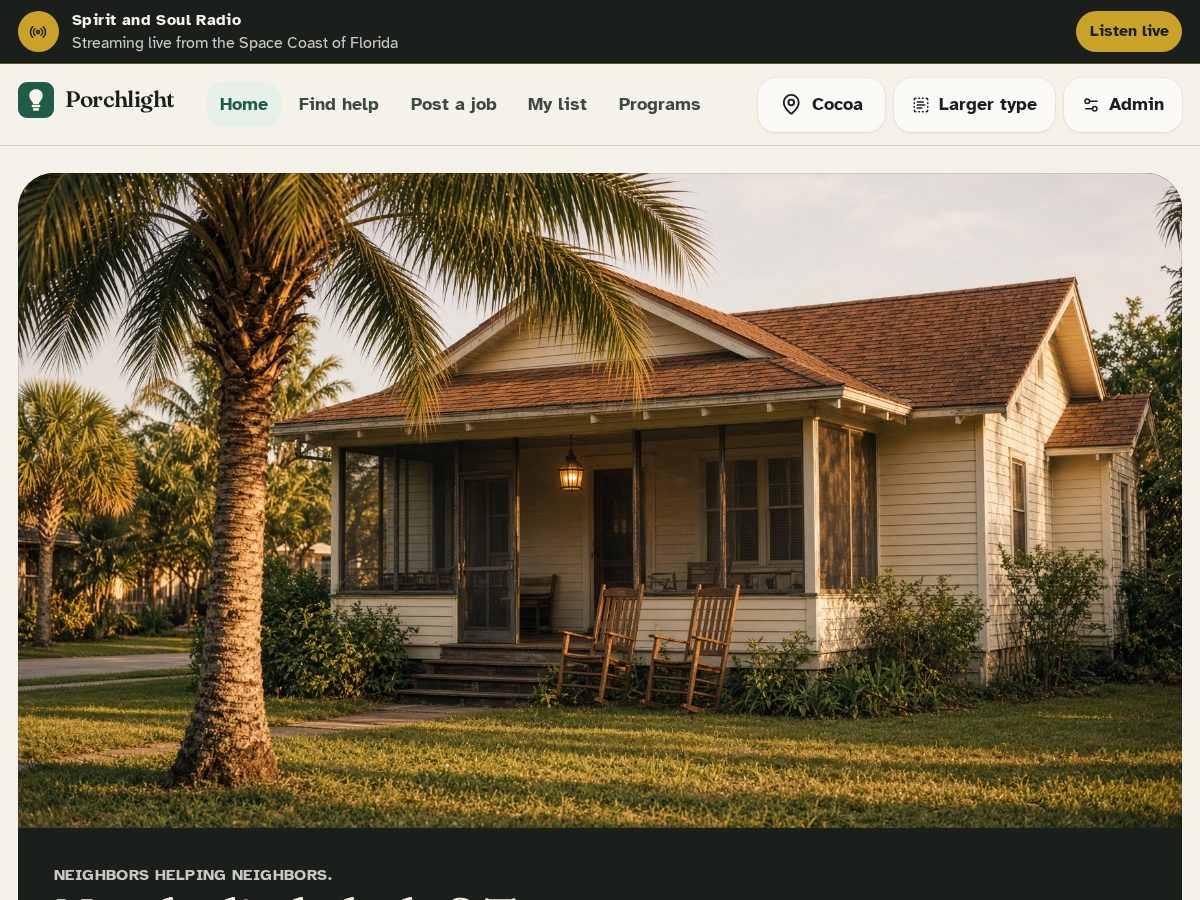 Landing-page snapshot of ourporchlight.app