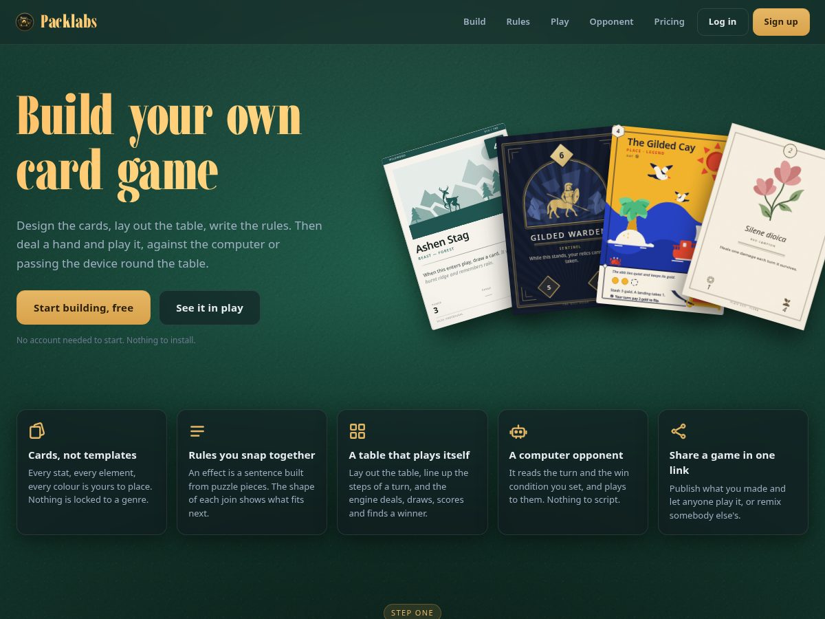 Landing-page snapshot of packlabs.cards