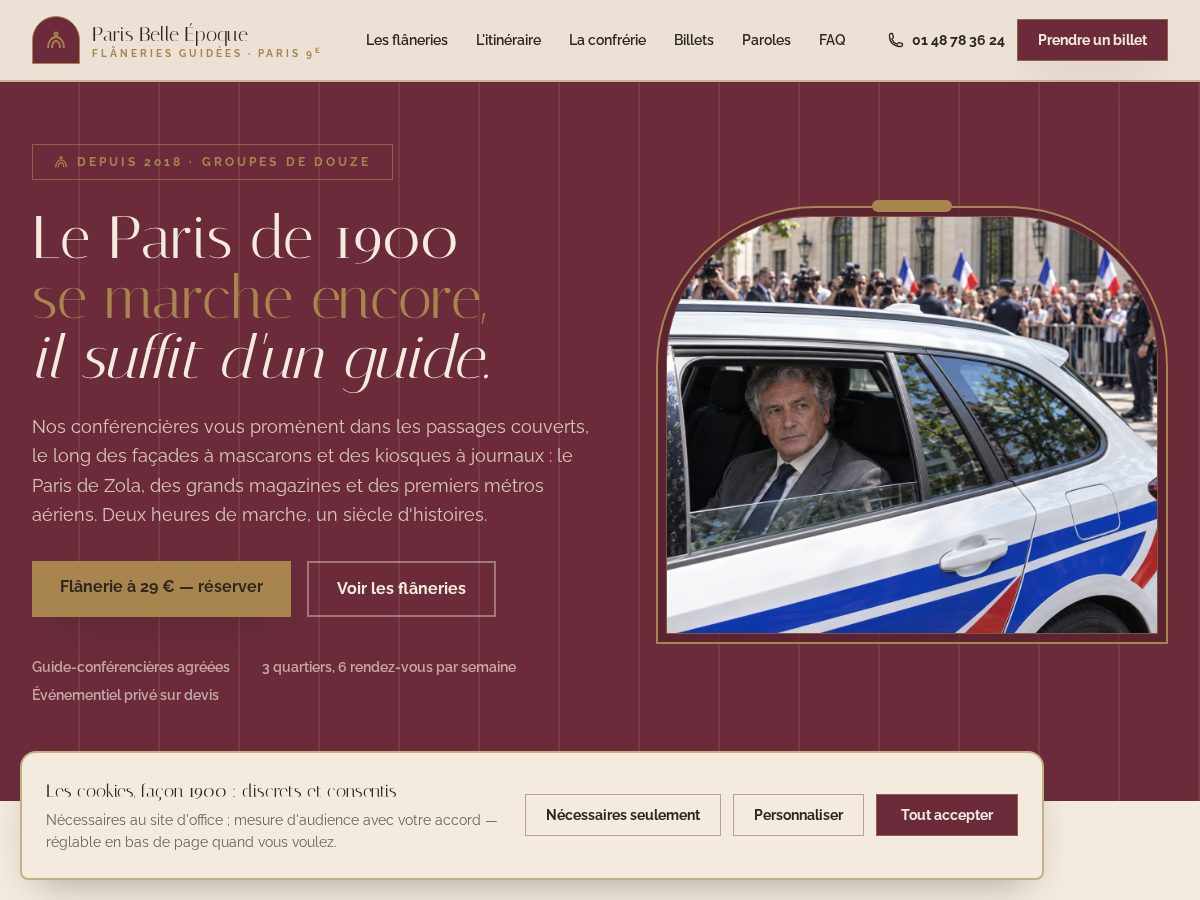 Landing-page snapshot of parisbelleepoque.click