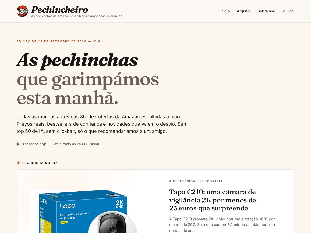 Landing-page snapshot of pechincheiro.com