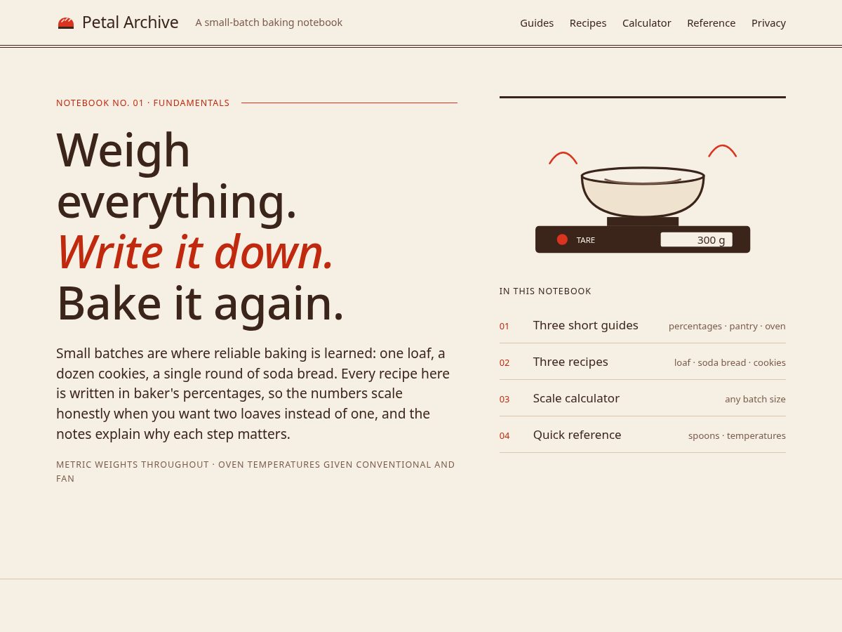Landing-page snapshot of petalarchive.space