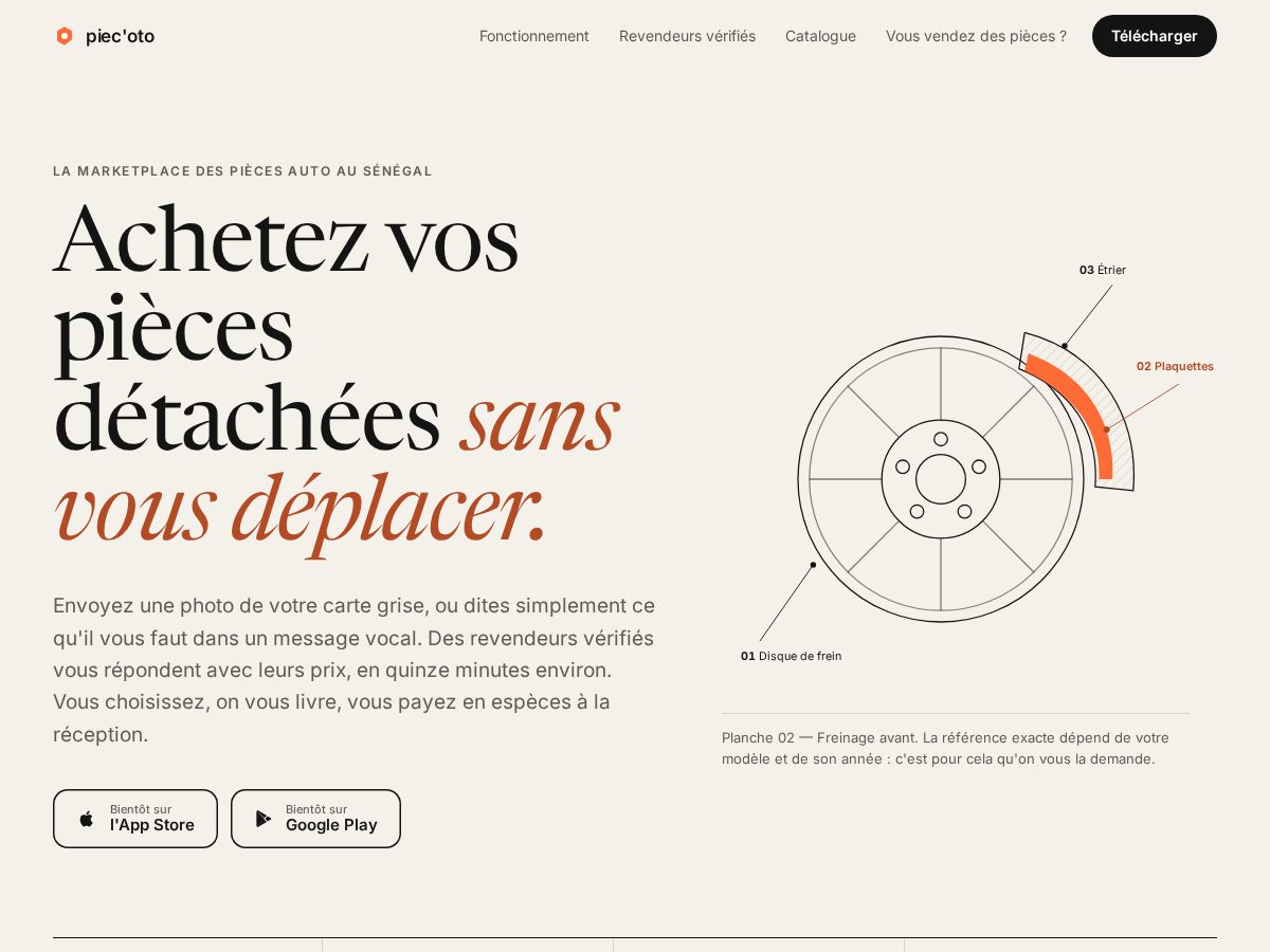 Landing-page snapshot of piecoto.com