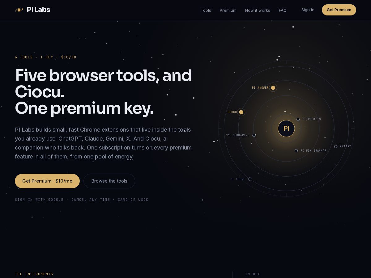 Landing-page snapshot of pilabs.space