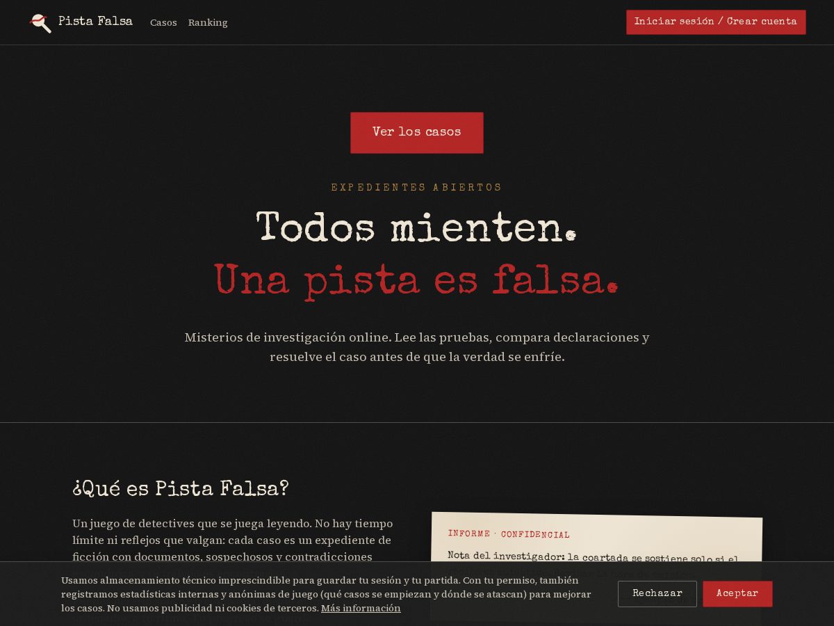 Landing-page snapshot of pistafalsa.com