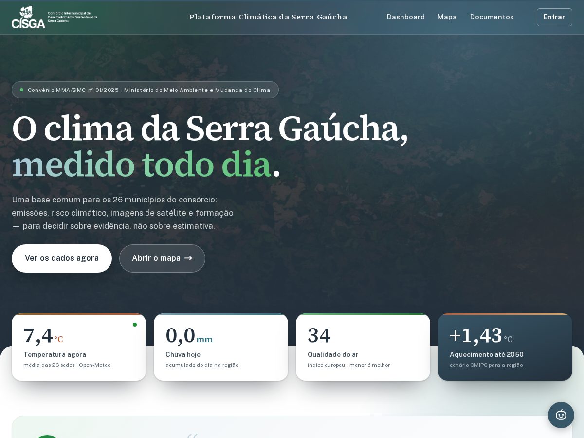Landing-page snapshot of plataformaclimaticacisga.com
