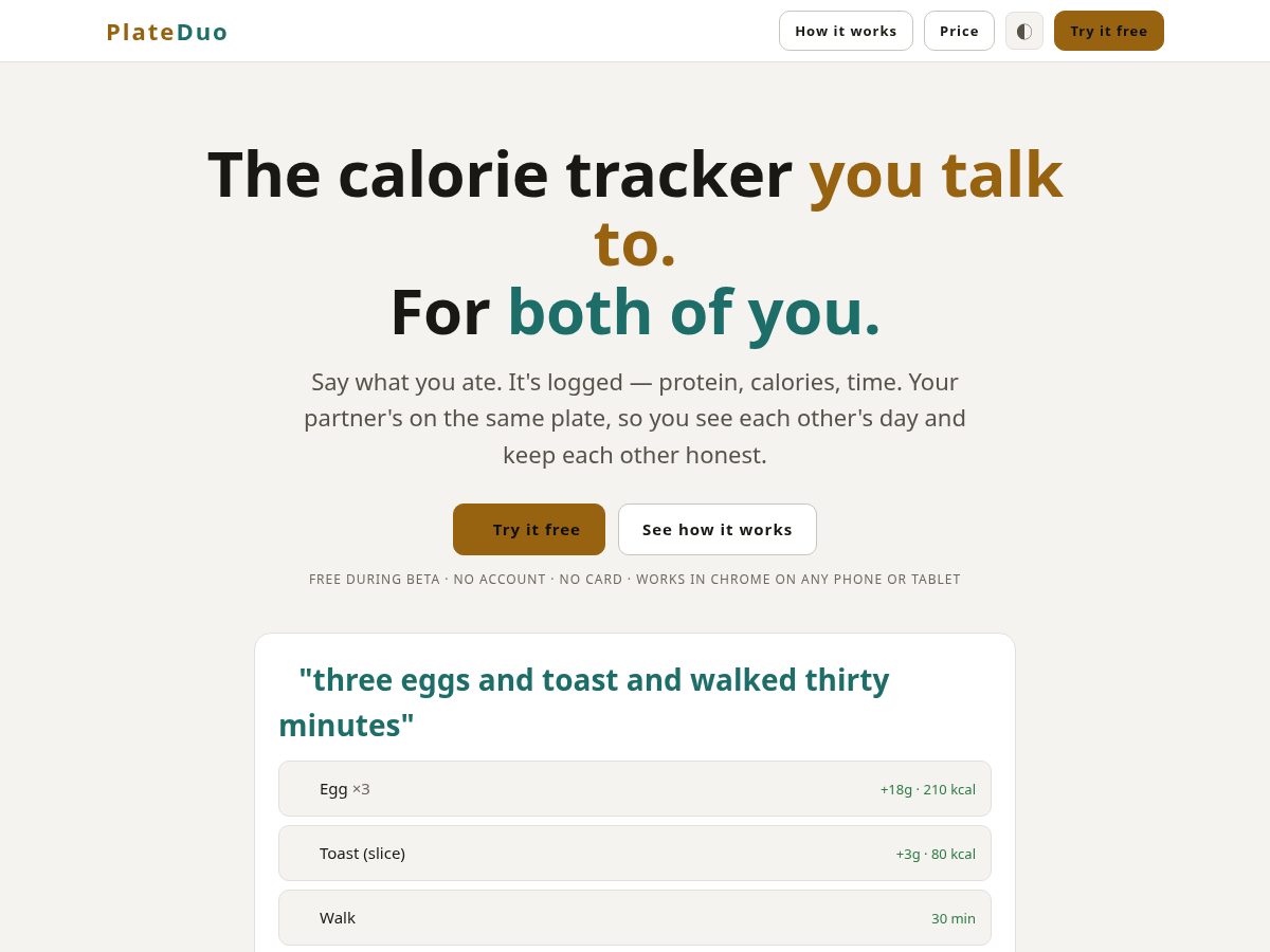 Landing-page snapshot of plateduo.com
