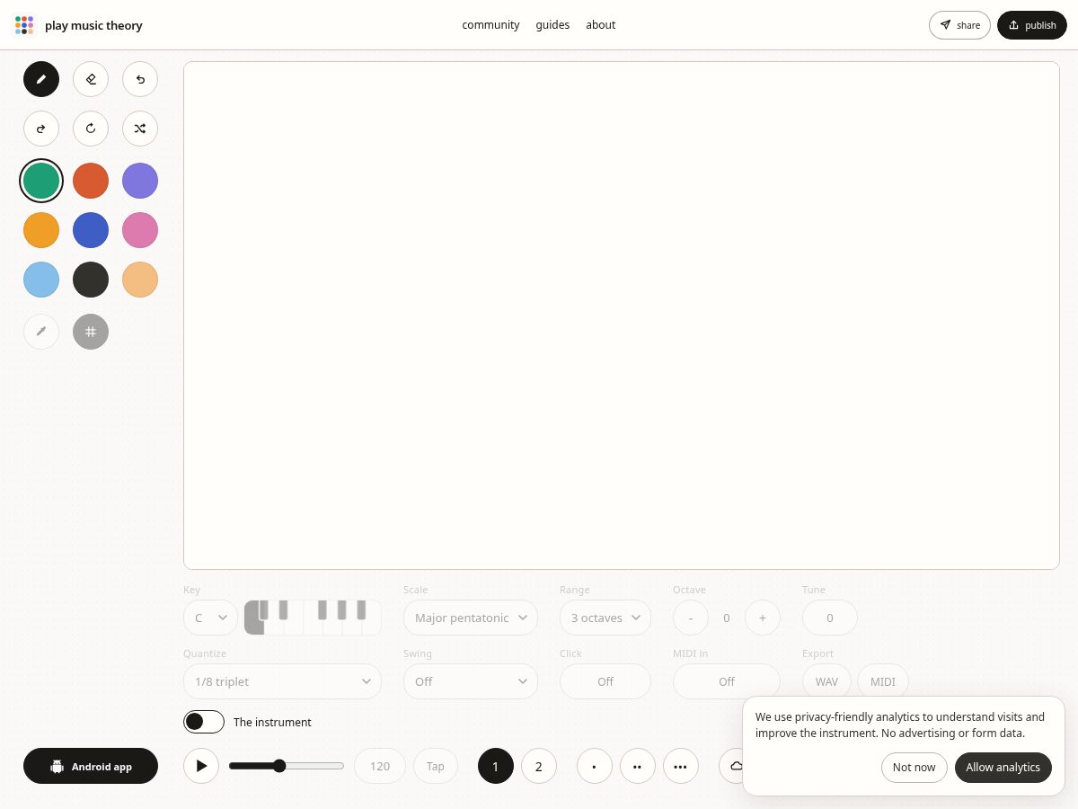 Landing-page snapshot of playmusictheory.org