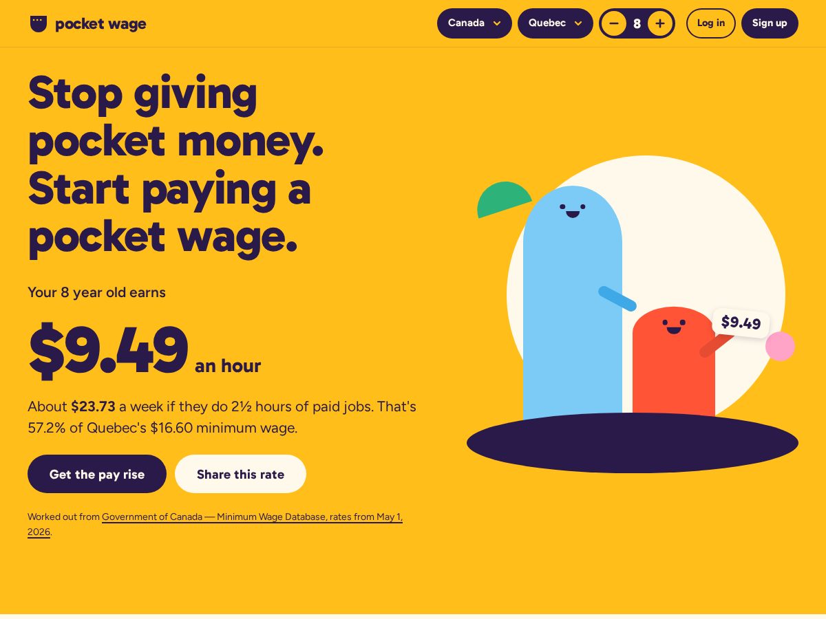 Landing-page snapshot of pocketwage.com