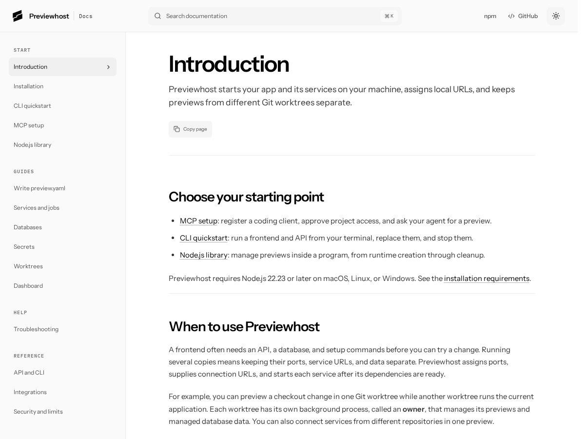 Landing-page snapshot of previewhost.app