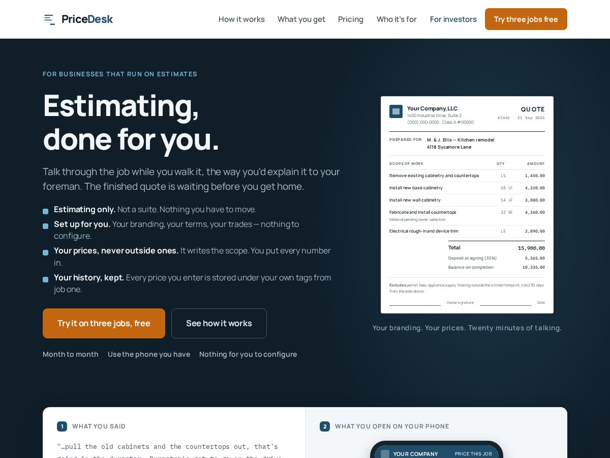 Landing-page snapshot of pricedeskhq.com