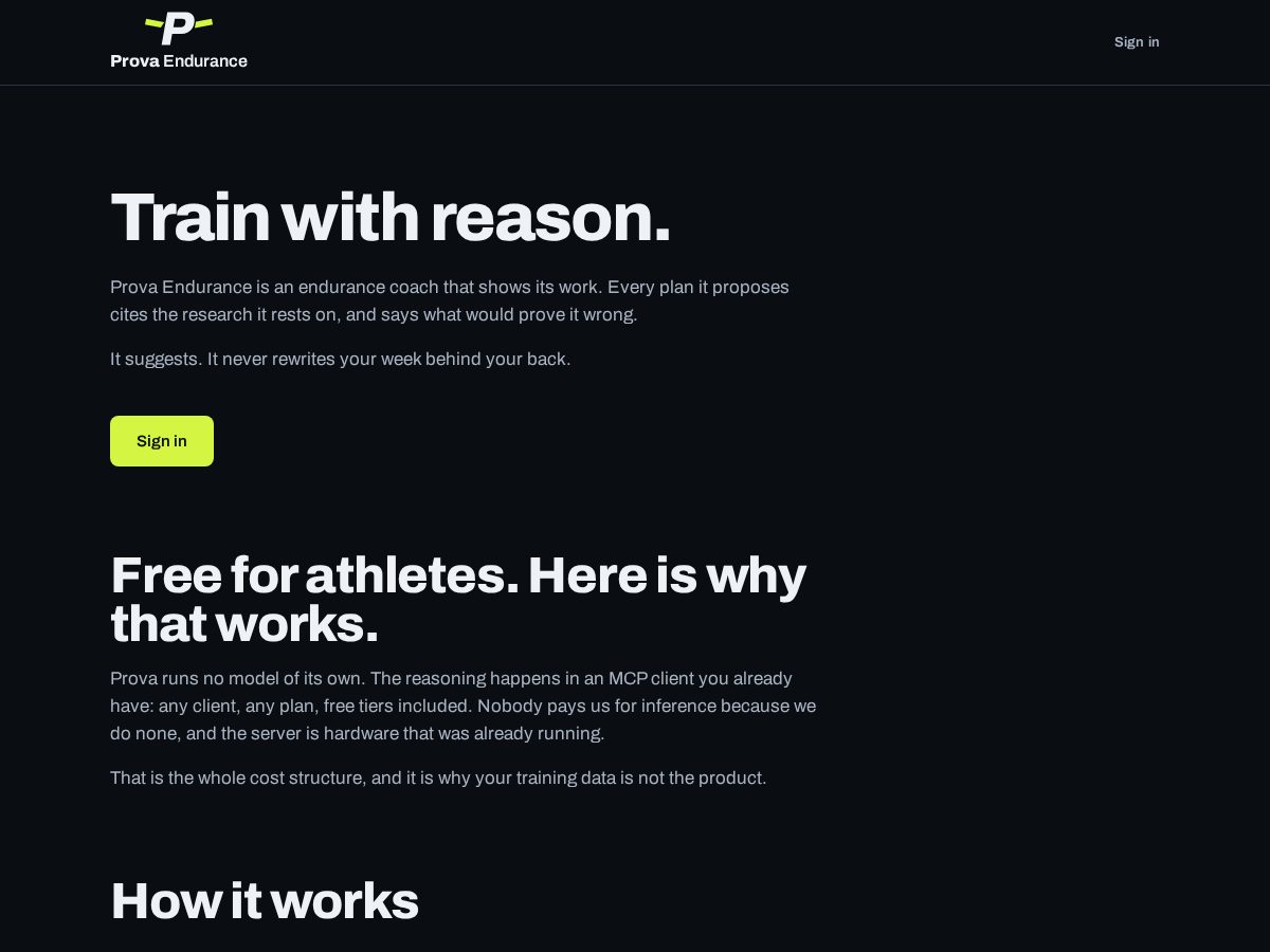 Landing-page snapshot of provaendurance.com