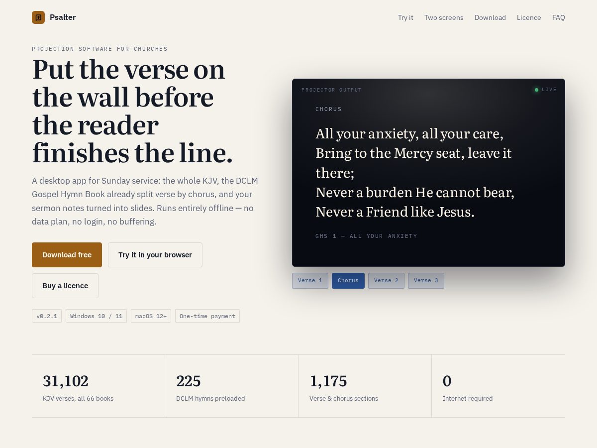 Landing-page snapshot of psalter.church