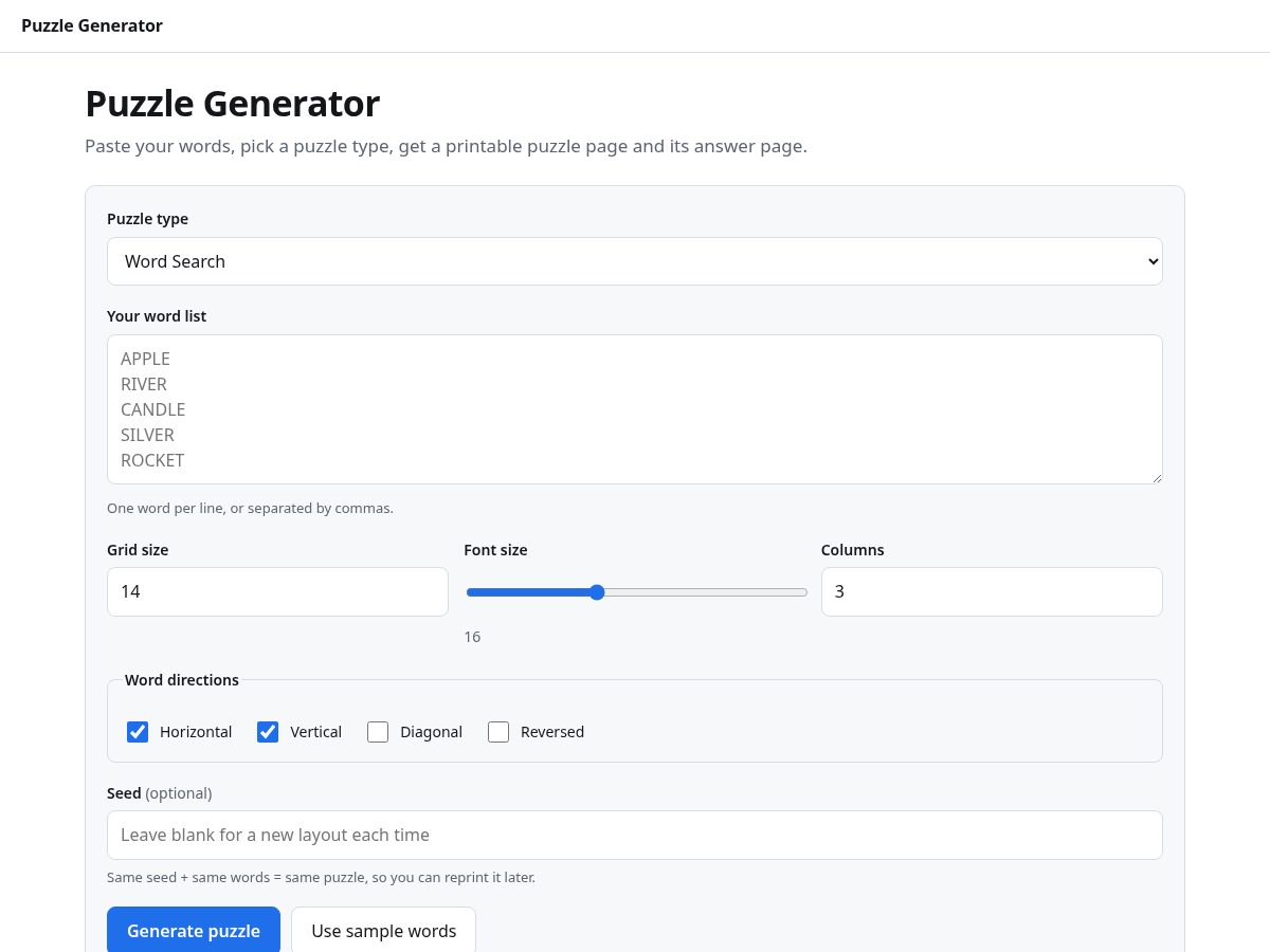 Landing-page snapshot of puzzleprism.com