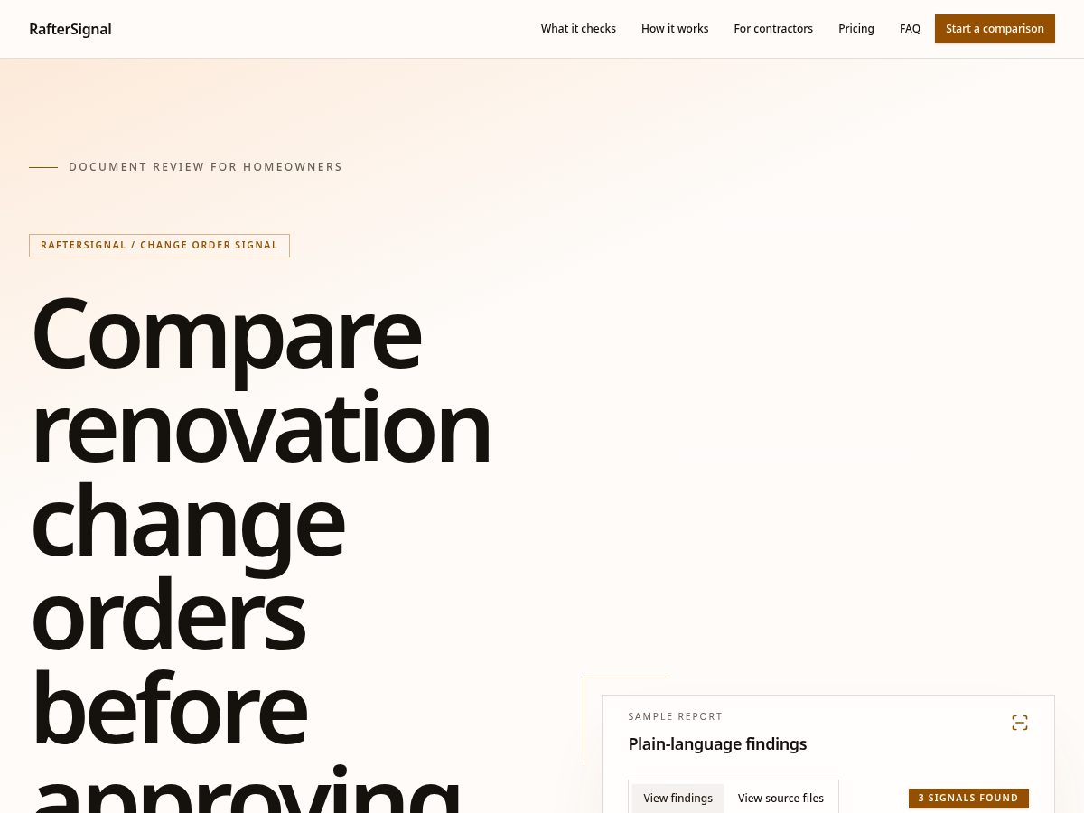Landing-page snapshot of rafter-signal.com