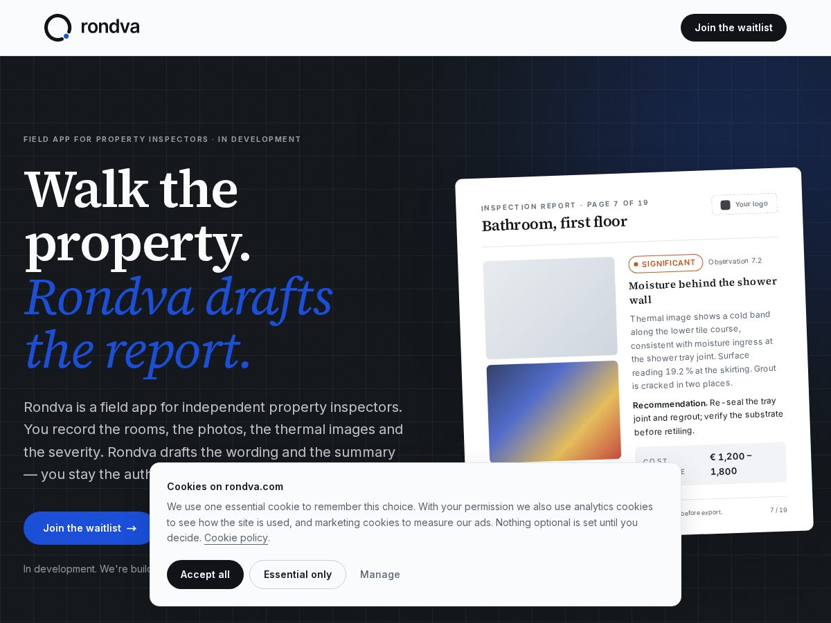 Landing-page snapshot of rondva.com