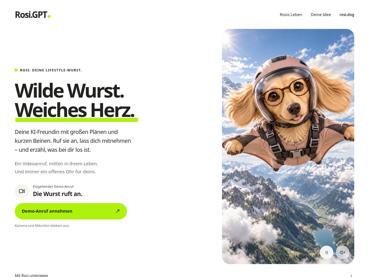 Landing-page snapshot of rosi.dog