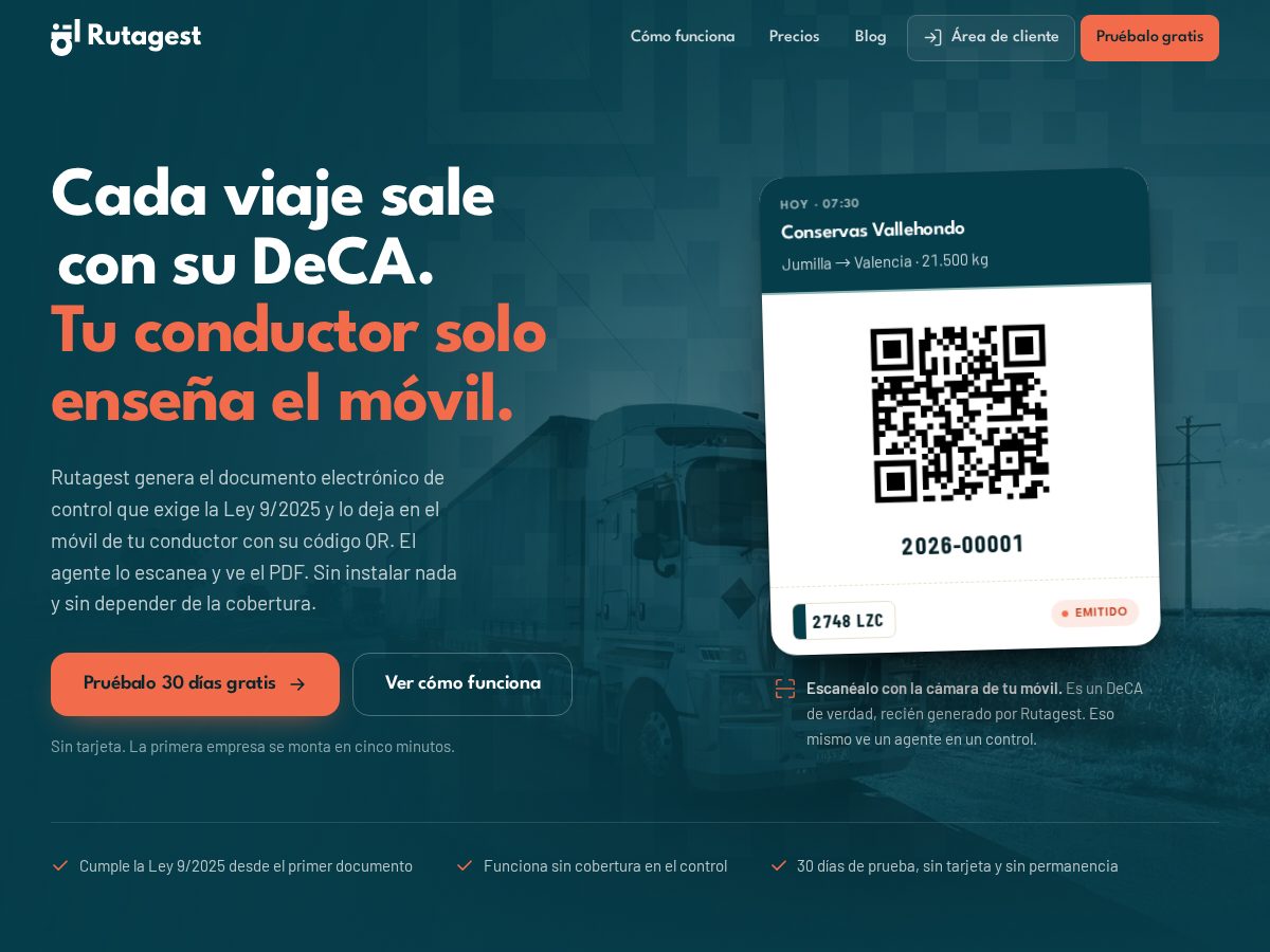 Landing-page snapshot of rutagest.com