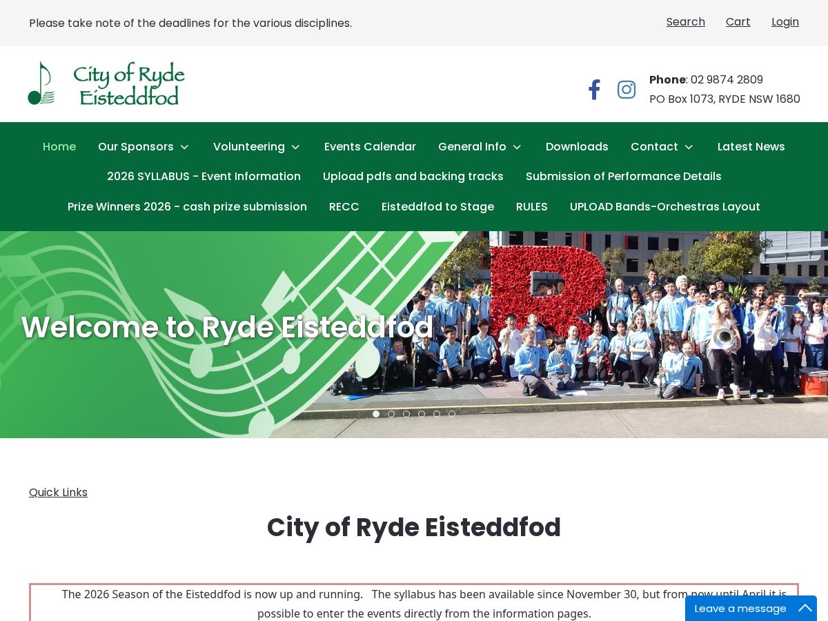 Landing-page snapshot of rydeeisteddfod.org
