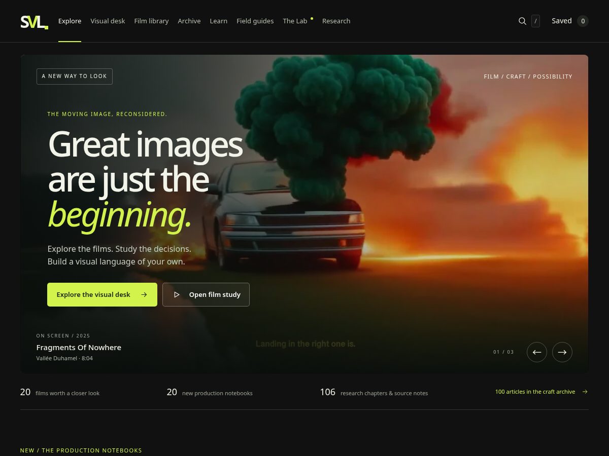 Landing-page snapshot of screenvisuallab.com