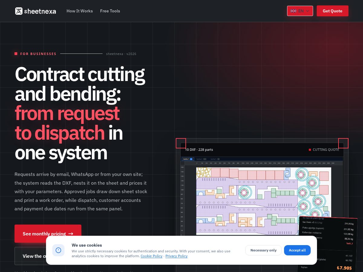 Landing-page snapshot of sheetnexa.com