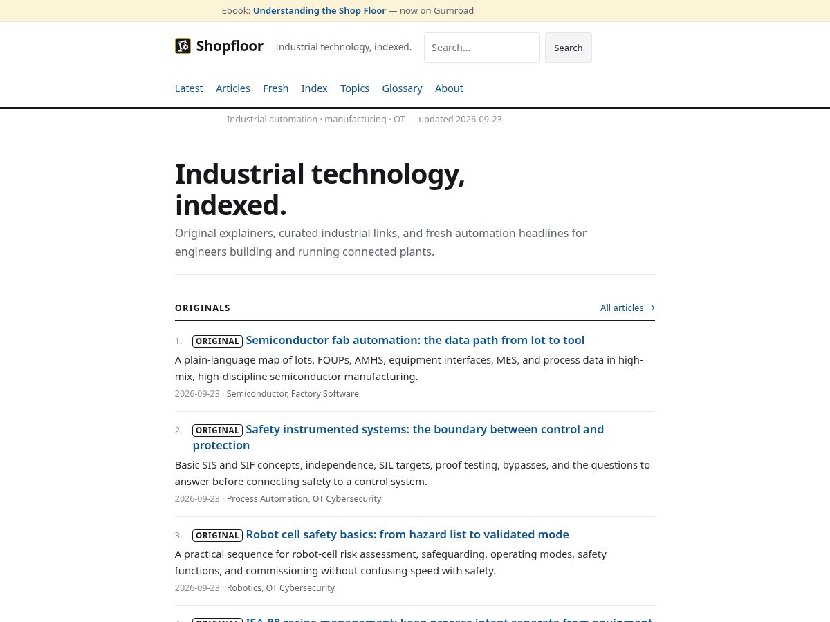 Landing-page snapshot of shopfloor.space