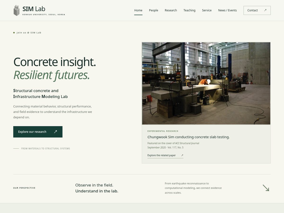 Landing-page snapshot of simconcrete.org