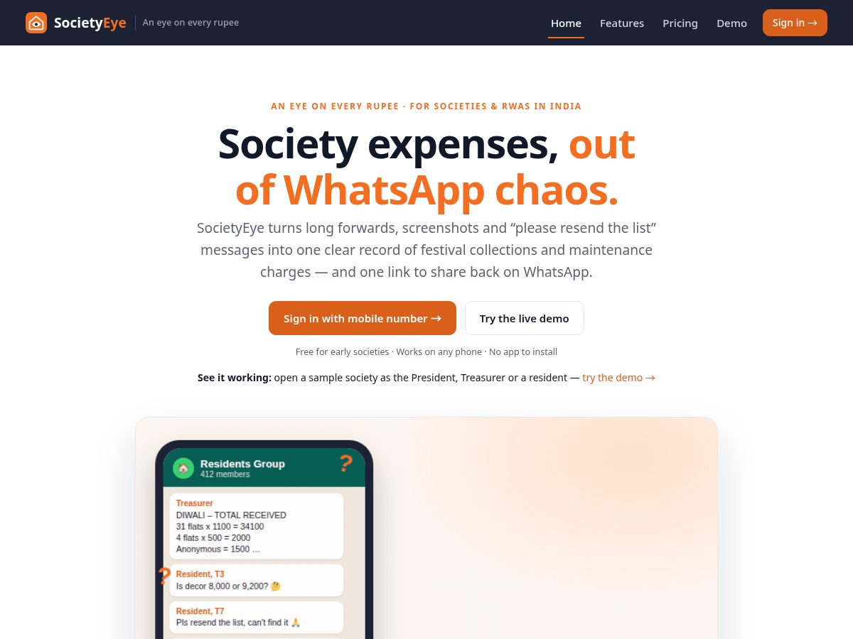 Landing-page snapshot of societyeye.com