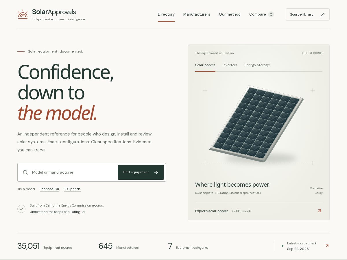 Landing-page snapshot of solarapprovals.com