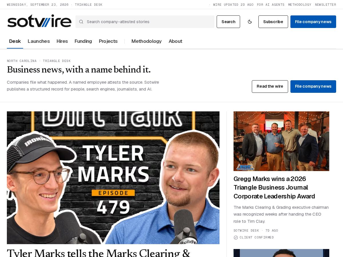 Landing-page snapshot of sotwire.com