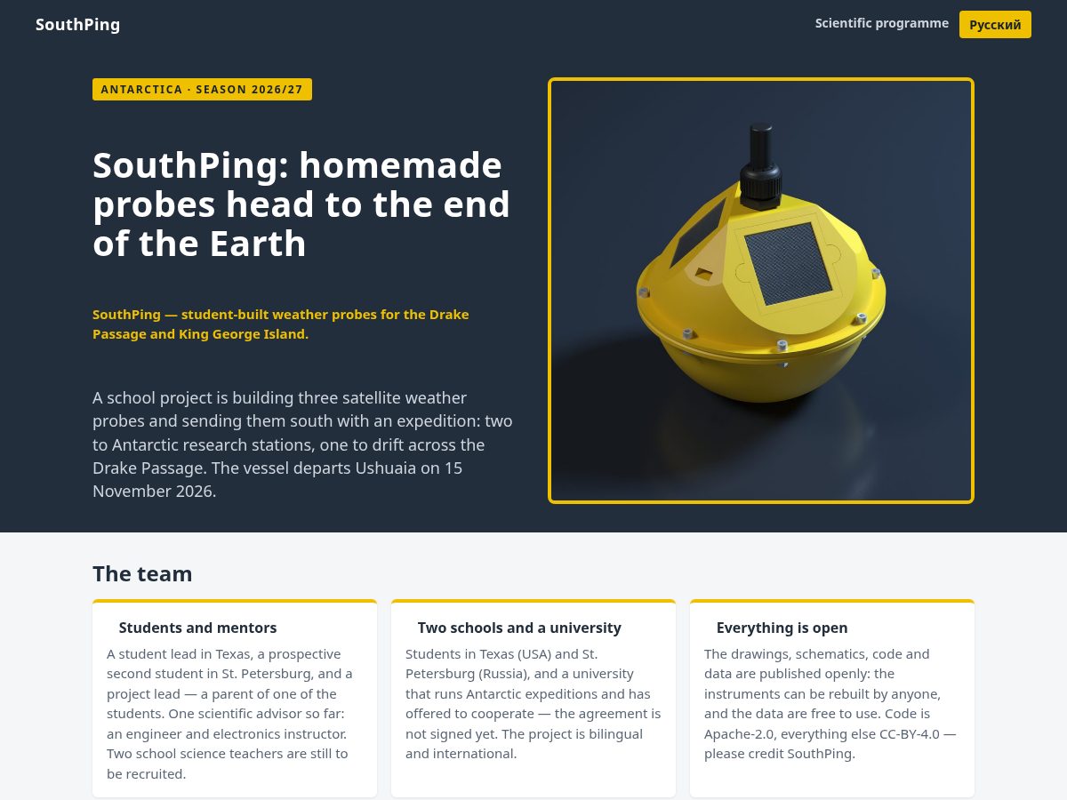 Landing-page snapshot of southping.org