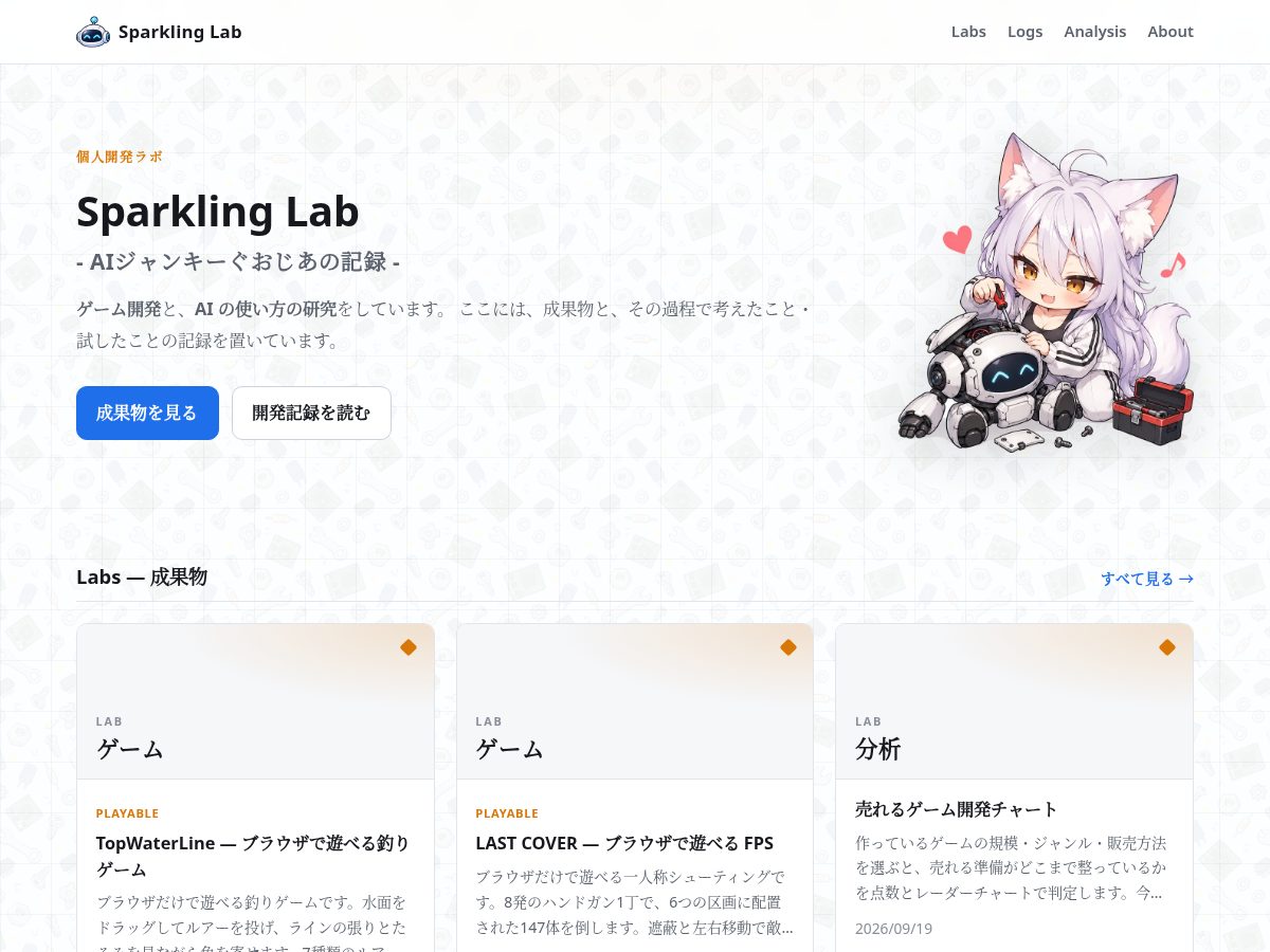 Landing-page snapshot of sparklinglab.dev