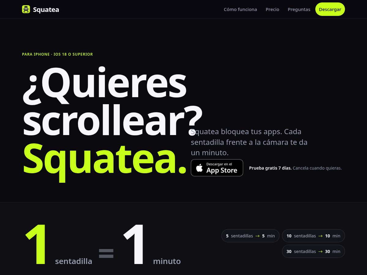 Landing-page snapshot of squatea.app