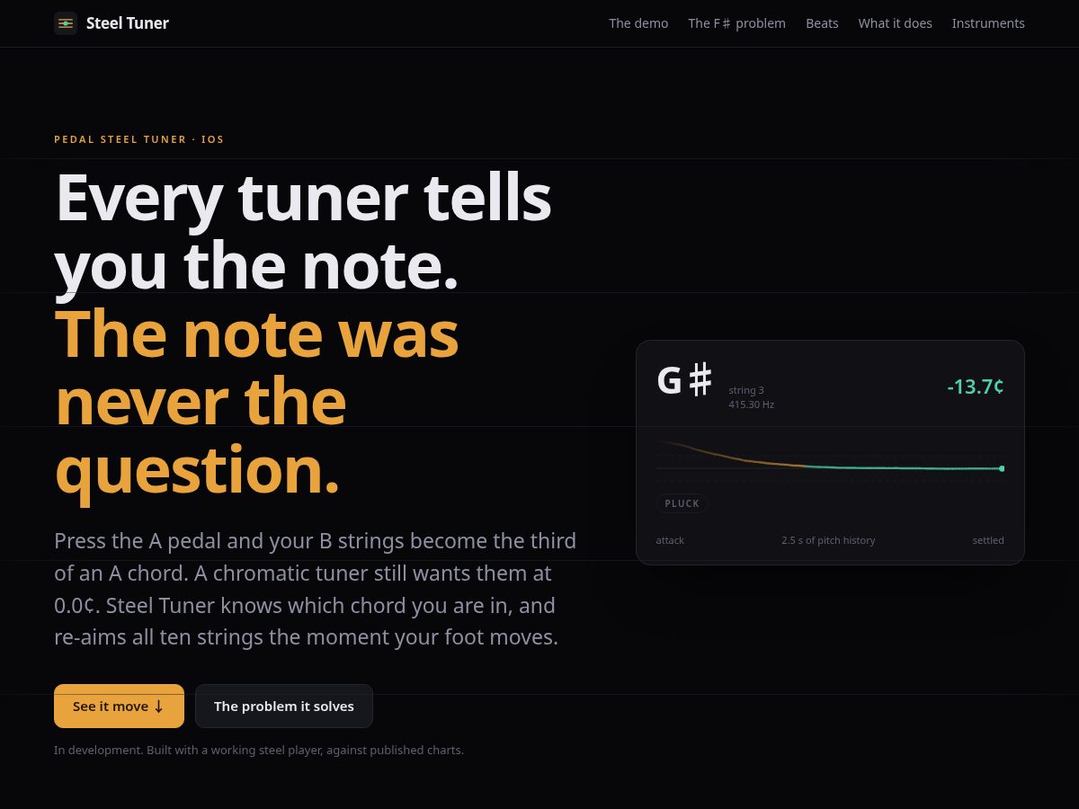 Landing-page snapshot of steeltuner.com