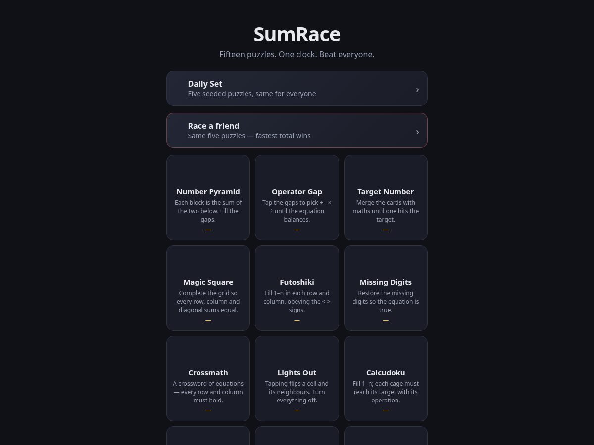 Landing-page snapshot of sumrace.com