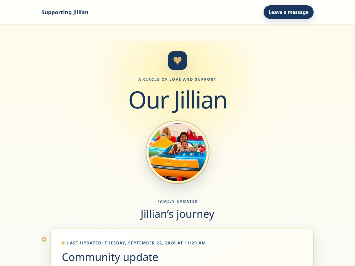 Landing-page snapshot of supportingjillian.com