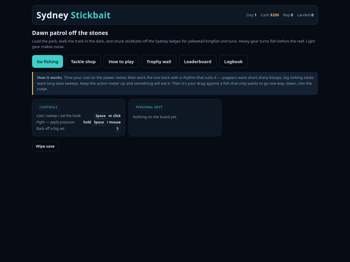 Landing-page snapshot of sydneystickbait.com