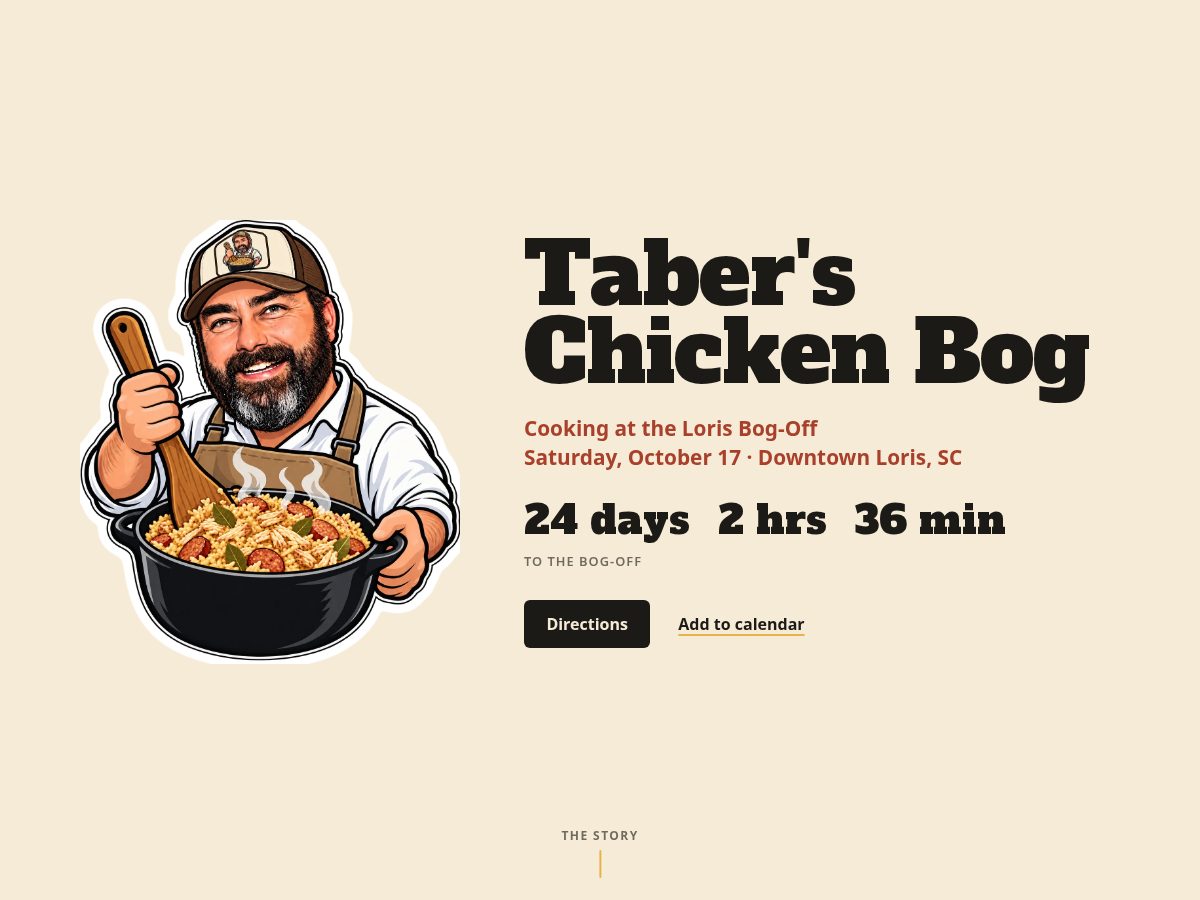 Landing-page snapshot of taberschickenbog.com