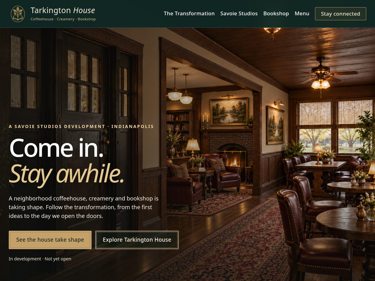 Landing-page snapshot of tarkingtonhouse.com