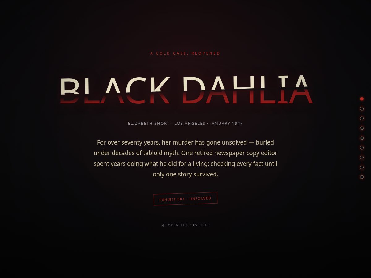 Landing-page snapshot of the-black-dahlia.com