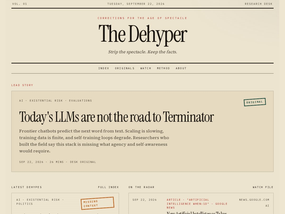 Landing-page snapshot of thedehyper.com