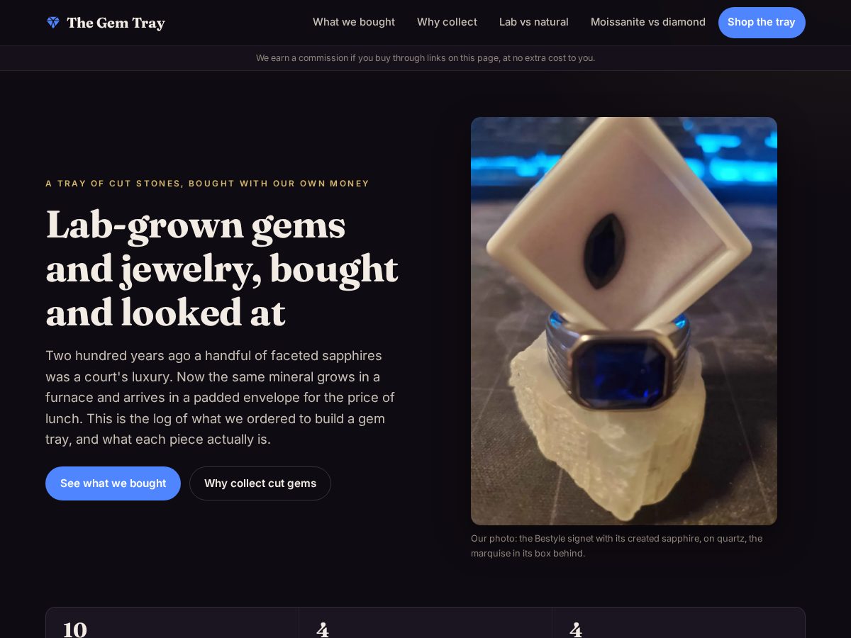 Landing-page snapshot of thegemtray.com