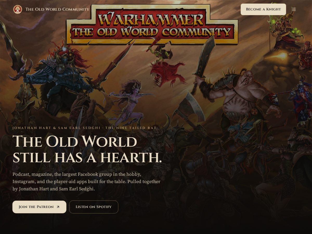 Landing-page snapshot of theoldworldcommunity.com