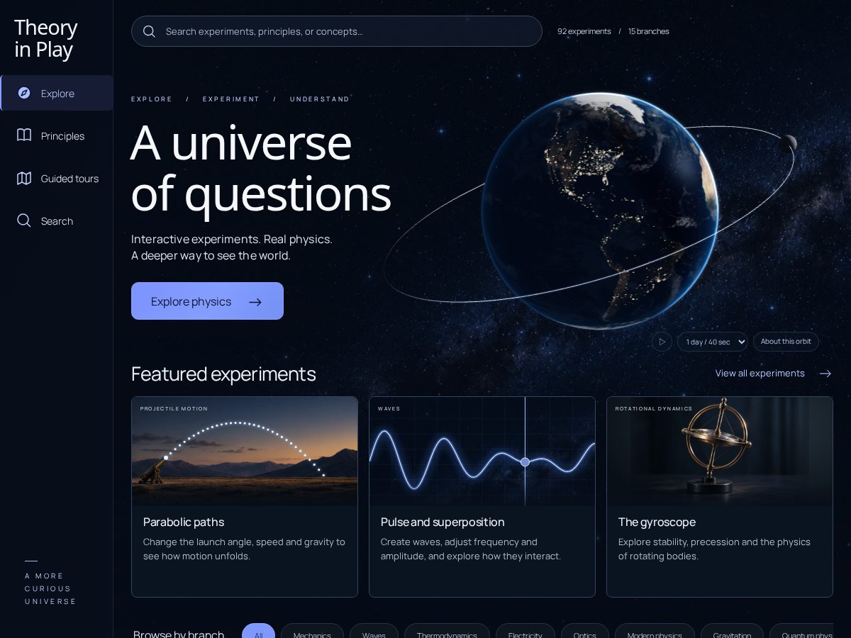 Landing-page snapshot of theoryinplay.com