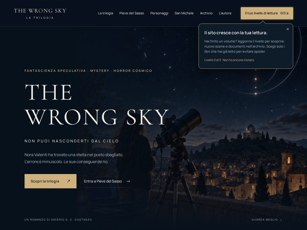 Landing-page snapshot of thewrongsky.com