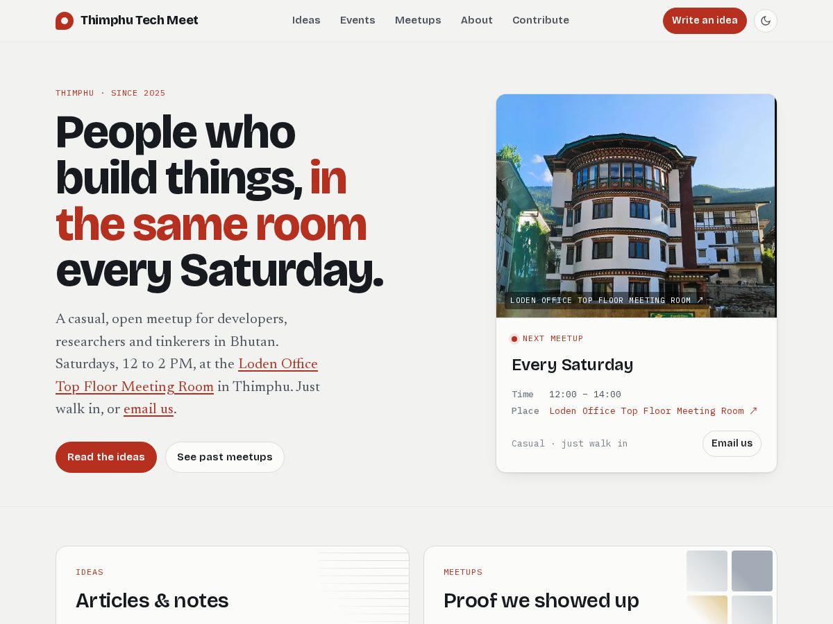 Landing-page snapshot of thimphutechmeet.com
