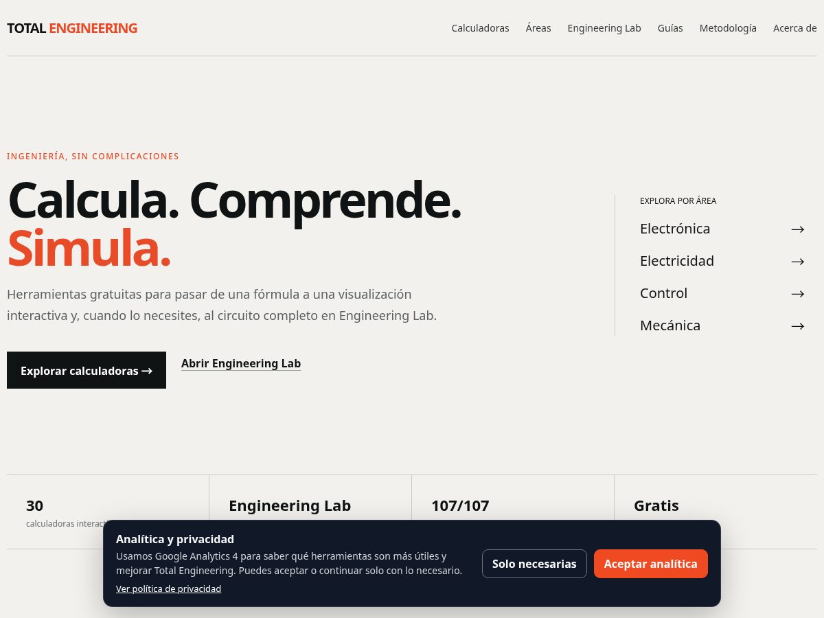 Landing-page snapshot of totalengineeringlab.com