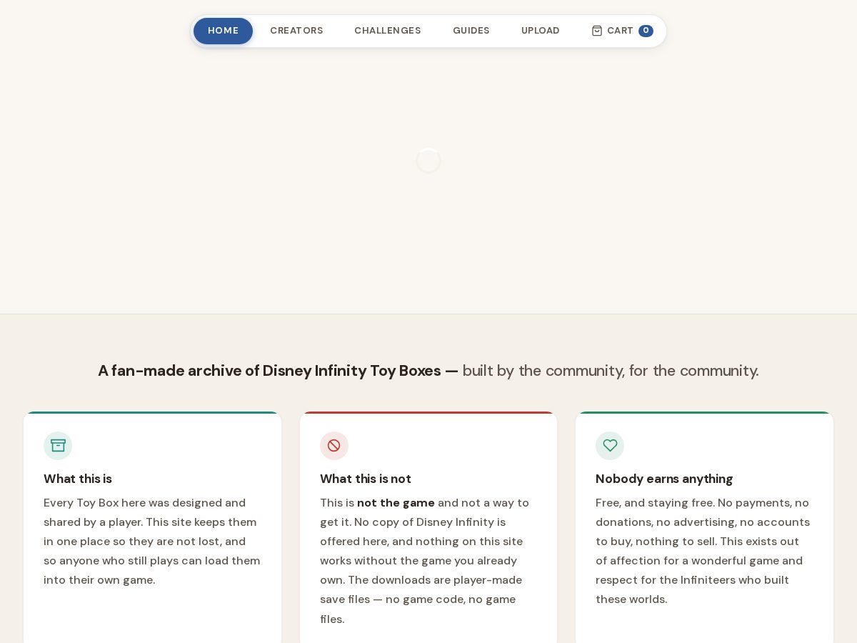 Landing-page snapshot of toyboxes.org